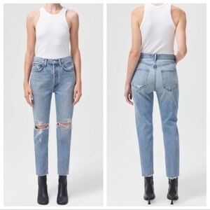 NWT Agolde Riley Jeans High Rise Straight Crop Size 30 Denim 90s Lightwash